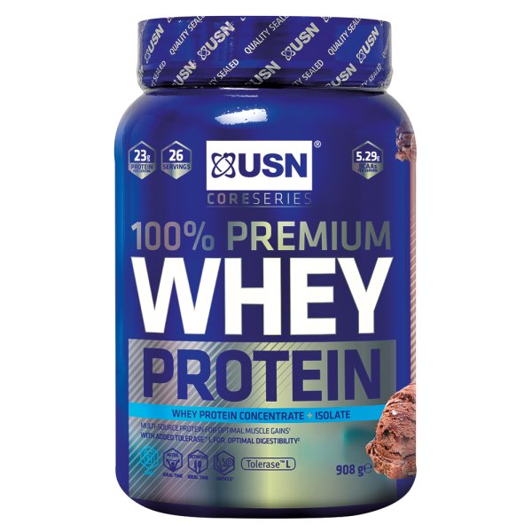 USN 100% Premium Whey* 908g Dose Chocolate